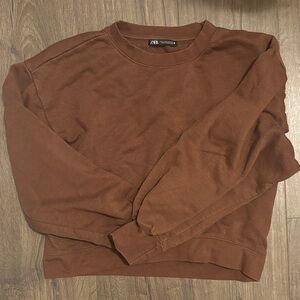 Zara Brown Crew Neck Sweater